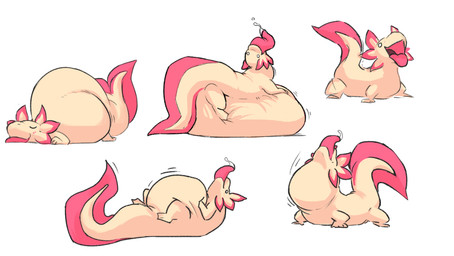 after_vore belly big_belly duo feral huge_belly overweight simple_background tongue tongue_out vore white_background mienvian amphibian aquatic axolotl mole_salamander salamander 2022