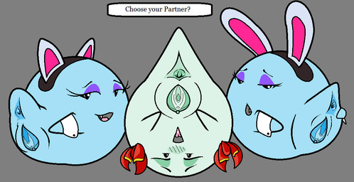 accessory anal anus blue_body blush bow_(feature) bow_accessory bow_ribbon butt clitoris female gaping gaping_anus gaping_vagina genitals green_body grey_background group hair_accessory hair_bow hair_ribbon half-closed_eyes looking_at_viewer narrowed_eyes not_furry nude open_mouth penetration presenting presenting_hindquarters ribbons seductive sex simple_background spread_vulva spreading teeth text tongue upside_down vaginal vaginal_penetration vulva lil_scooter56 mario_bros nintendo paper_mario paper_mario:_the_thousand_year_door paper_mario_(2000) lady_bow lahla_(mario) peeka_(mario) boo_(mario) ghost spirit aliasing digital_media_(artwork) english_text sibling_(lore) sister_(lore) sisters_(lore) twins_(lore)