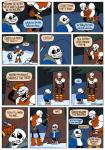 bone dialogue marker not_furry plant skeleton snow text tree plumfsh undertale undertale_(series) papyrus_(undertale) sans_(undertale) animated_skeleton humanoid undead comic english_text hi_res