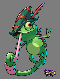 2_fingers 3_toes anthro clothing featureless_crotch feet fingers green_body green_clothing green_hat green_headwear green_sclera green_skin green_tail grey_background hat hat_only headgear headgear_only headwear headwear_only light long_tail long_tongue male markings mostly_nude mostly_nude_anthro mostly_nude_male multicolored_body multicolored_skin open_mouth open_smile pink_tongue pose red_eyes red_markings red_spines simple_background smile solo standing_on_tail straight_arms tail text title toes tongue tongue_around_tail inkarat_mittongtare grimmlins_tale grimmlin lizard reptile robow scalie 2022 clip_studio_paint_(artwork) colored digital_drawing_(artwork) digital_media_(artwork) english_description english_text full-length_portrait hi_res lighting official_art portrait shaded