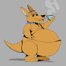 belly belly_grab beverage big_belly black_nose blue_collar coffee coffee_cup collar container cup hand_on_belly male overweight overweight_male pouch_(anatomy) solo steam dynnyfunkypack vynny_lonlydot nickelodeon the_loud_house crikey_(the_loud_house) kangaroo macropod mammal marsupial red_kangaroo 1:1 2026