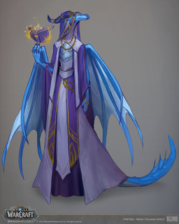 anthro blue_body book clothing grey_background hood horn jewelry looking_aside male membrane_(anatomy) membranous_wings robe simple_background solo standing tail wings ariel_fain blizzard_entertainment european_mythology mythology warcraft dracthyr dragon mythological_creature mythological_scalie scalie western_dragon absurd_res digital_media_(artwork) hi_res official_art
