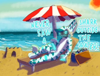 alcohol animal_genitalia anthro balls beach bed beer beverage canine_genitalia erection fur fur_markings furniture genitals glowing glowing_eyes glowing_genitalia glowing_penis knot knotted_penis lying lying_on_bed machine male markings on_back on_bed parasol pawpads paws penis presenting presenting_balls presenting_penis sand sea smile smirk solo sun sunbed text water white_body white_fur vibingante gante_(vibingante) protogen hi_res