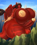 anthro big_breasts big_penis breasts genitals herm huge_breasts huge_penis hyper intersex macro mountain penis solo thick_thighs lavochnica mythology dragon mythological_creature mythological_scalie scalie absurd_res hi_res