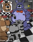 all_fours anal anal_penetration anthro backsack balls fellatio genitals group inside kneeling male male/male nude oral penetration penile penis rear_view sex trio sebboh five_nights_at_freddy's scottgames bonnie_(fnaf) freddy_(fnaf) bear felid lagomorph leporid mammal pantherine rabbit tiger