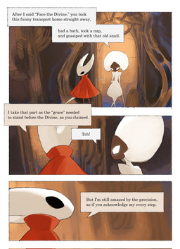 anthro biped black_body black_eyes cloak clothing detailed_background dialogue duo empty_eyes female female_anthro female_humanoid hornet's_needle mouthless red_cloak red_clothing speech_bubble talking_to_another text white_body white_eyes darkdog hollow_knight:_silksong hollow_knight_(franchise) team_cherry hornet_(hollow_knight) lace_(hollow_knight:_silksong) arthropod humanoid 2025 comic digital_drawing_(artwork) digital_media_(artwork) english_text hi_res