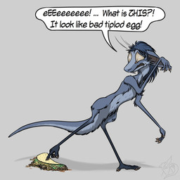 4_fingers 4_toes angry anthro blue_hair casual_nudity cheek_tuft claws dialogue digitigrade disgust facial_tuft featureless_chest featureless_crotch feet finger_claws fingerpads fingers food food_on_floor foot_on_food fur grey_background grey_body grey_fur hair humor long_hair long_tail male misunderstanding navel nude_anthro nude_male pale_eyes pawpads prehensile_feet pupils shelltooth simple_background slim_anthro slit_pupils snout solo taco tail text toes tuft whiskers tersethra out-of-placers mammal yinglet 1:1 2020 digital_media_(artwork) english_text full-length_portrait hi_res monochrome portrait signature