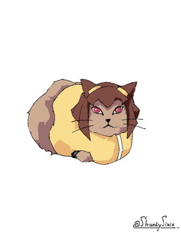 brown_hair clothing eyewear eyewear_on_head female feral goggles goggles_on_head hair red_eyes solo whiskers shantysixix gameoverse glitch_productions kit_bodega domestic_cat felid feline felis mammal 2026 hi_res