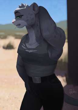 anthro biped bottomwear breasts claws clothed clothed_anthro clothed_female clothing day female fingers fully_clothed fully_clothed_anthro fully_clothed_female fur hair looking_at_viewer outside sky solo spots tail teeth topwear el-k dreamworks the_bad_guys kitty_kat_(the_bad_guys) felid feline mammal pantherine snow_leopard 2026 absurd_res digital_drawing_(artwork) digital_media_(artwork) hi_res