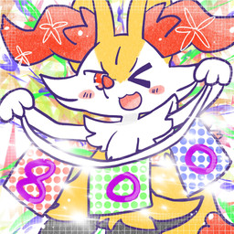 ambiguous_anthro ambiguous_gender anthro biped blush blush_stickers dipstick_tail food front_view looking_at_viewer markings number object_in_tail one_eye_closed open_:3 open_mouth open_smile shrimp_(food) simple_background smile snout solo standing tail tail_markings wink winking_at_viewer annyui0611 nintendo pokemon braixen canid generation_6_pokemon mammal pokemon_(species) 1:1 2023 digital_drawing_(artwork) digital_media_(artwork) hi_res milestone_celebration portrait source_request three-quarter_portrait