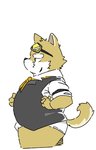 anthro belly bulge butt clothing humanoid_hands kemono male overweight overweight_anthro overweight_male simple_background solo underwear white_background pie_furry lifewonders live_a_hero procy canid canine canis domestic_dog mammal 2021 low_res