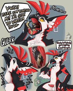 anthro beak begging bodily_fluids burp_cloud burping digestion digestion_noises digestion_sequence duo extreme_size_difference fatal_vore genitals internal internal_oral male micro mouth_shot neck_bulge open_beak open_mouth oral_vore penis saliva size_difference skull_symbol steamy_breath swallowing swallowing_sound_effect tapering_penis tongue unwilling_prey vore arkailart arkail_(randomlucario) cheedi_(ralek) avian canid canine canis jackal mammal 4:5 absurd_res hi_res sequence