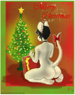 accessory bow_ribbon butt christmas_tree furgonomics gift hair holidays lights male nude plant ribbons simple_background solo star tail tail_accessory tail_bow tail_ribbon text tree kbiscuitcat christmas pizza_(kiwa_flowcat) mammal mouse murid murine rodent absurd_res digital_media_(artwork) hi_res