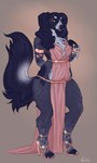 anthro armband blue_body blue_fur bracelet brown_eyes clothing curvy_figure dress evening_gown female fluffy fluffy_tail footwear fur gradient_background high_heels jewelry mature_female painted_claws shoes simple_background solo tail voluptuous whiskers wide_hips vera_(artist) bird_dog canid canine canis domestic_dog hunting_dog mammal spaniel 2021 dated digital_drawing_(artwork) digital_media_(artwork)