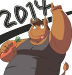 anthro carrot clothing food humanoid_hands male overweight overweight_anthro overweight_male plant shirt simple_background solo tank_top tongue tongue_out topwear vegetable white_background ayame42612 equid equine horse mammal 2014