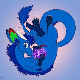 black_eyebrows blue_body blue_eyes blue_fur blue_penis claws erection eyebrows feral fur genitals horn knot knotted_penis long_body long_tail looking_at_viewer magic magic_user male midair penis smile solo tail white_claws white_horn mimi-fox mythology kitsunal_(character) dragon eastern_dragon mythological_creature mythological_scalie scalie 1:1 colored colored_sketch digital_drawing_(artwork) digital_media_(artwork) hi_res sketch