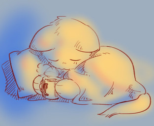 3_fingers ambiguous_gender anthro bedding beverage blanket container cup ears_down eyes_closed fingers fur holding_beverage holding_object hot_beverage lying mouth_closed mug pawpads paws pillow pivoted_ears simple_background solo steam under_covers uwu kirichiiii domestic_cat felid feline felis mammal 2024 icon