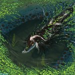 bubble detailed_background female feral hair looking_at_viewer plant scales solo swimming text underwater water tsarinart european_mythology mythology anyuu dragon mythological_creature mythological_scalie scalie western_dragon wyvern 1:1 absurd_res english_text hi_res