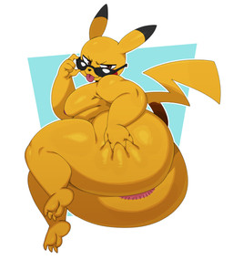 anthro anus big_anus big_butt butt eyewear eyewear_only huge_butt looking_at_viewer looking_back looking_back_at_viewer male moobs nude overweight overweight_anthro overweight_male presenting presenting_hindquarters shortstack shortstack_male solo sunglasses sunglasses_only tail thick_thighs tongue tongue_out sssonic2 nintendo pokemon big_booty_pikachu generation_1_pokemon mammal pikachu pokemon_(species) rodent absurd_res hi_res