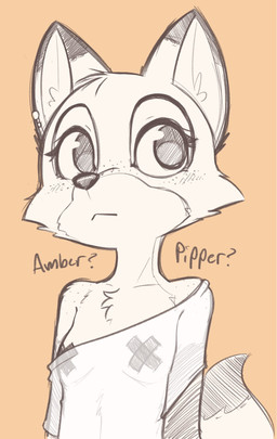 adolescent anthro blush blush_lines breasts clothing ear_piercing eyelashes female freckled_face freckled_shoulders freckles fur inner_ear_fluff nipple_tape pasties piercing simple_background small_breasts solo tail tape text translucent translucent_clothing tuft young young_anthro young_female theartmanor canid canine fox mammal 2025 english_text hi_res monochrome