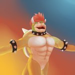 abs anthro athletic athletic_anthro athletic_male biceps hair looking_at_viewer male muscular muscular_anthro muscular_male nude pecs simple_background smile solo spikes morinkashi mario_bros mythology nintendo bowser dragon koopa mammal mythological_creature mythological_scalie scalie 1:1 digital_media_(artwork) hi_res