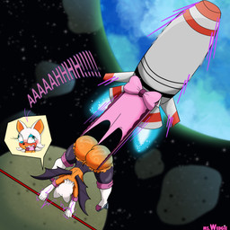anthro butt clothing female pain panties pink_clothing pink_panties pink_underwear rocket solo space underwear wedgie mswedgie sega sonic_the_hedgehog_(series) rouge_the_bat bat humanoid mammal 1:1 absurd_res hi_res