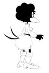 afro anthro beak big_beak big_butt bottomwear breasts butt clothed clothed_anthro clothed_female clothing eyelashes feathers female female_anthro footwear furgonomic_bottomwear furgonomics high_heels jacket knee_highs knee_socks legwear long_eyelashes monobutt non-mammal_breasts pie_cut_eyes rear_view shirt shoes socks solo tail tail_feathers tail_through_skirt three-quarter_view topwear maddeku donna_feathers avian bird corvid corvus_(genus) crow inkblot oscine passerine 2024 black_and_white full-length_portrait line_art monochrome portrait