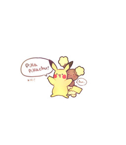 ambiguous_gender brown_body cheek_spots chibi dialogue dot_eyes duo ellipsis exclamation_point fur mouth_closed open_mouth open_smile paws red_cheeks shy simple_background simple_eyes smile speech_bubble standing tail text tongue white_background yellow_body yellow_tail piyolondres nintendo pokemon buneary generation_1_pokemon generation_4_pokemon pikachu pokemon_(species) 2022 english_text hi_res