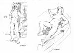2017 anthro beaver beverly_(sailoranna) breasts canid canine controller dipstick_tail duo eyes_closed female fox furniture game_controller genitals lying mammal markings monochrome multicolored_tail navel nude on_back pubes pussy rodent sethtriggs sketch sofa standing tail tail_markings tina_(sailoranna)