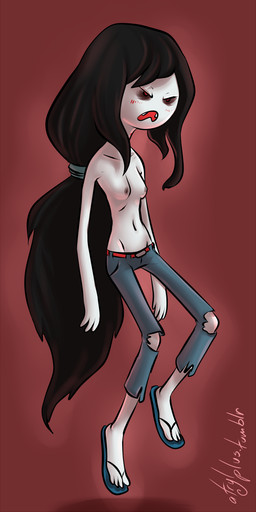 angry bite_mark bite_mark_on_neck black_hair blush bottomwear breasts clothed clothing denim denim_bottomwear denim_clothing fanged_bite_mark fanged_bite_mark_on_neck female footwear grey_body grey_skin hair jeans micro_calves micro_legs micro_thighs nipples not_furry on_model open_mouth pants red_eyes sandals shoes simple_background small_breasts solo thigh_gap thin_arms thin_calves thin_legs thin_thighs topless torn_bottomwear torn_clothing torn_jeans torn_pants atryl adventure_time cartoon_network marceline_abadeer half_demon humanoid vampire digital_media_(artwork) grandfathered_content hi_res