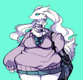 anthro bottomwear clothing female school_uniform skirt solo standing sweater thick_thighs topwear uniform kishibe mythology nintendo pokemon dragon generation_5_pokemon legendary_pokemon mythological_creature mythological_scalie pokemon_(species) reshiram scalie