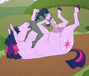 69_position crossgender cunnilingus duo eyewear female feral genitals glasses grey_body grey_skin horn licking male male/female nude oral outdoor_nudity outside outside_sex penile penis penis_lick purple_body purple_eyes sex tongue vaginal feralcatalyst friendship_is_magic hasbro my_little_pony mythology twilight_sparkle_(mlp) equid equine human mammal mythological_creature mythological_equine unicorn hi_res