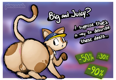 anus backsack balls big_butt border butt clothed clothed_feral clothing dialogue feral genitals hat headgear headwear looking_back male markings oblivious offscreen_character paw_pose paws pose raised_tail rear_view shirt_collar solo spots spotted_markings tail talking_to_viewer text wearing_hat white_border pincoosh steam_(software) valve valve_corporation steam_sale_cat domestic_cat felid feline felis mammal artist_name digital_media_(artwork) english_text