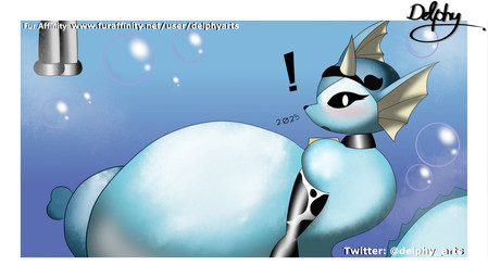 animal_print anthro anthrofied areola big_breasts black_eyes blue_areola blue_body blue_breasts blue_nipples blue_skin breasts bubble collar cow_print cowbell erect_nipples eyelashes female fin huge_breasts hyper hyper_breasts machine milking_machine nipples open_mouth shocked solo tail delphyarts nintendo pokemon eeveelution generation_1_pokemon pokemon_(species) vaporeon absurd_res hi_res