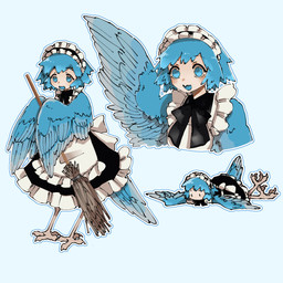 avian_feet blue_body blue_eyes blue_feathers blue_hair blue_wings broom cleaning_tool clothed clothing feathered_wings feathers female hair holding_broom holding_cleaning_tool holding_object light_body light_skin maid_headdress maid_uniform simple_background solo tail tail_feathers uniform wings i7go34 european_mythology greek_mythology mythology avian harpy mythological_avian mythological_creature 1:1 hi_res multiple_images