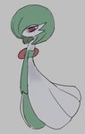 ambiguous_gender hair not_furry red_eyes simple_background solo white_body podo nintendo pokemon gardevoir generation_3_pokemon pokemon_(species) digital_media_(artwork)