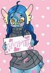 amaura anthro anykoe cheers clothing derp_eyes female fossil_pokemon generation_6_pokemon heart_eyes heart_symbol nintendo paint pokemon pokemon_(species) romaji_text sign smile solo text translated