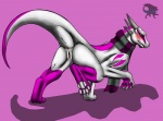 anus blush butt female feral genitals horn in_heat markings paws pink_background presenting presenting_hindquarters purple_eyes purple_markings pussy raised_tail scarf shy simple_background solo tail white_body wyldfire7 mythology akira_(dragon) dragon mythological_creature mythological_scalie scalie 2013 hi_res