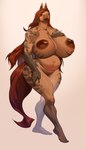 absurd_res anthro areola big_breasts biped breasts equid equine female genitals hi_res huge_breasts indigochto looking_at_viewer mammal nipples nude pupils pussy thick_thighs