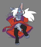 4_fingers 4_toes animal_genitalia anthro balls black_clothing black_legwear black_nose black_thigh_highs blue_eyes blush chest_tuft clothed clothing countershade_torso countershading digitigrade fangs feet fingers fully_sheathed fur genitals grey_background grey_body grey_fur hair hair_over_eye legwear long_ears looking_at_viewer lying male on_back open_mouth partially_clothed pawpads penis ponytail red_clothing red_robe robe sheath simple_background solo tail teeth thigh_highs toeless_thigh_highs toes tuft white_hair young young_anthro young_male shinyumbre blizzard_entertainment warcraft axel_(character) canid mammal werecanid werecreature worgen 2024 colored digital_drawing_(artwork) digital_media_(artwork) sketch