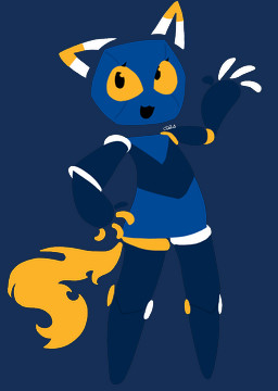 anthro ascot female gesture machine mascot solo waving colbydoodles e621 esix domestic_cat felid feline felis mammal robot alpha_channel