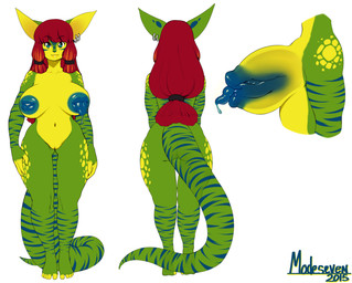 5_toes bangs big_breasts blue_eyes blue_tongue breasts butt ear_piercing feet female front_view glistening glistening_body green_eyes hair huge_breasts lips lipstick looking_at_viewer makeup midriff multicolored_body multicolored_skin navel nipple_mouth nipples non-mammal_breasts non-mammal_nipples nude piercing ponytail rear_view red_hair simple_background smile solo tail thick_lips toes tongue tongue_out two_tone_body two_tone_skin white_background wide_hips modeseven animal_humanoid humanoid hybrid scalie scalie_humanoid unknown_species 2015 hi_res signature