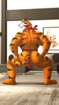 anthro arched_back ass_clapping back_muscles bent_legs biceps big_bulge big_butt black_stripes bouncing_bulge bouncing_butt bulge butt carpet clothing countershading crouching dancing floor fur furniture hands_on_legs hands_on_thighs inside jockstrap kerchief looking_at_viewer looking_back looking_back_at_viewer male mascot muscular muscular_anthro muscular_male open_mouth orange_body orange_fur pillow quads rear_view seductive shaking_butt smile sofa solo spread_legs spreading striped_body striped_fur stripes teeth thick_thighs thong triceps twerking underwear wiggle wood wood_floor yellow_eyes dream_and_nightmare frosted_flakes kellogg's tony_the_tiger felid mammal pantherine tiger 2021 2d_animation animated loop motion_tweening short_playtime