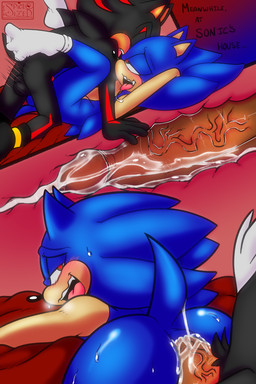 anal anal_penetration anthro anus backsack balls bedroom_eyes biped black_body black_fur blue_body blush bodily_fluids butt clothing cum cum_in_ass cum_inside cum_string cumshot doggystyle duo ejaculation erection eyes_closed feet fluffy fluffy_chest footwear from_behind_position from_front_position fur genital_fluids genitals green_eyes half-closed_eyes hands_behind_head heart_eyes heart_symbol humanoid_genitalia humanoid_penis legs_up looking_back looking_pleasured lying male male/male male_penetrated male_penetrating male_penetrating_male missionary_position narrowed_eyes nude on_back open_mouth penetration penile penile_penetration penis penis_in_ass rear_view seductive sex simple_background socks spread_toes sweat sweatdrop tail text toes tongue tongue_out vein veiny_penis white_body white_fur spicesized sega sonic_the_hedgehog_(series) shadow_the_hedgehog sonic_the_hedgehog eulipotyphlan hedgehog mammal 2023 2:3 digital_drawing_(artwork) digital_media_(artwork) english_text hi_res