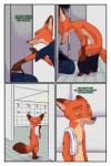 2017 akiric anthro border canid canine chest_tuft clothed clothing comic dialogue disney english_text fox male mammal nick_wilde nude red_fox shower solo text towel true_fox tuft undressing white_border zootopia