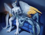 anthro deanosaior dragon duo furniture hi_res illarion_(talarath) kaspar_(character) lying male male/male mythological_creature mythological_scalie mythology scalie sofa tail