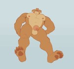 animated anthro balls bouncing butt canid canine crouching feet genitals invisible_geometry looking_at_viewer low-angle_view male mammal muscular muscular_anthro muscular_male nipples nude nude_anthro nude_male paws penis short_playtime simple_background snaftfc solo