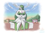 big_breasts breasts building candy cloud dessert female food house jelly_doughnut not_furry one_eye_obstructed outside sitting sky solo sushi thick_thighs dredge_liner dunkin'_donuts nintendo pokemon alexis_(limeknight) gardevoir generation_3_pokemon pokemon_(species) hi_res