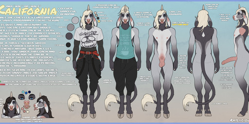 animal_genitalia anthro big_penis black_bottomwear black_clothing black_pants blonde_hair blue_clothing blue_eyes blue_topwear bottomwear clothed clothing color_swatch ear_piercing ear_ring erection facial_piercing front_view genitals grey_body hair horn humanoid_genitalia humanoid_penis hybrid_genitalia hybrid_penis long_hair male medial_ring medial_ringed_humanoid_penis medial_ringed_hybrid_penis mouth_closed narrowed_eyes nose_piercing nose_ring nude open_mouth pants penis piercing ring_piercing septum_piercing septum_ring sheath shirt solo standing t-shirt text topwear white_body white_clothing white_shirt white_t-shirt white_topwear rayliicious mythology equid equine mammal mythological_creature mythological_equine unicorn 2023 dated english_text hi_res model_sheet signature nonbinary_(lore)