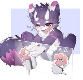 4_toes 5_fingers anthro arm_markings arms_tied black_nose bodily_fluids bound brushing_feet chest_tuft circle_eyebrows clothed clothing countershade_fur countershading crying_laughing cum cum_on_feet cute_fangs dipstick_ears dipstick_tail drooling ear_markings ear_tuft emanata eyebrows facial_tuft fangs feet feet_tied fingers foot_fetish foot_focus foot_play fur fur_markings genital_fluids gloves_(marking) hands_tied hazard_symbol head_tuft horn laugh leg_markings looking_at_another male markings mostly_nude multicolored_body multicolored_ears multicolored_fur navel offscreen_character one_eye_closed open_mouth panties pawpads pink_pawpads purple_background purple_body purple_ears purple_eyes purple_fur purple_tail restraints saliva simple_background sitting socks_(marking) solo stocks symbol tail tail_markings tears teeth thumb_tack tickle_fetish tickle_torture tickling toe_bondage toes tuft two_tone_body two_tone_fur underwear underwear_only white_background white_body white_chest white_clothing white_ears white_eyebrows white_face white_feet white_fur white_hands white_panties white_paws white_underwear young young_anthro young_male emolga_1 mythology ambiguous_species mythological_creature absurd_res hi_res